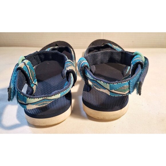 Teva Womens Size 9 Blue & Teal Geometric Pattern Adjustable Strap Sandals - Picture 3 of 6